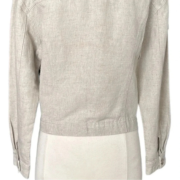 Vintage Y2K Embroidered Cropped Linen Blend Western Shirt Jacket Size Large - Picture 11 of 16